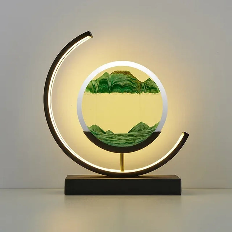 LED Quicksand Painting Hourglass Art Unique Decorative Sand Painting Night Light Bedroom Decoration Glass Hourglass Table Lamp