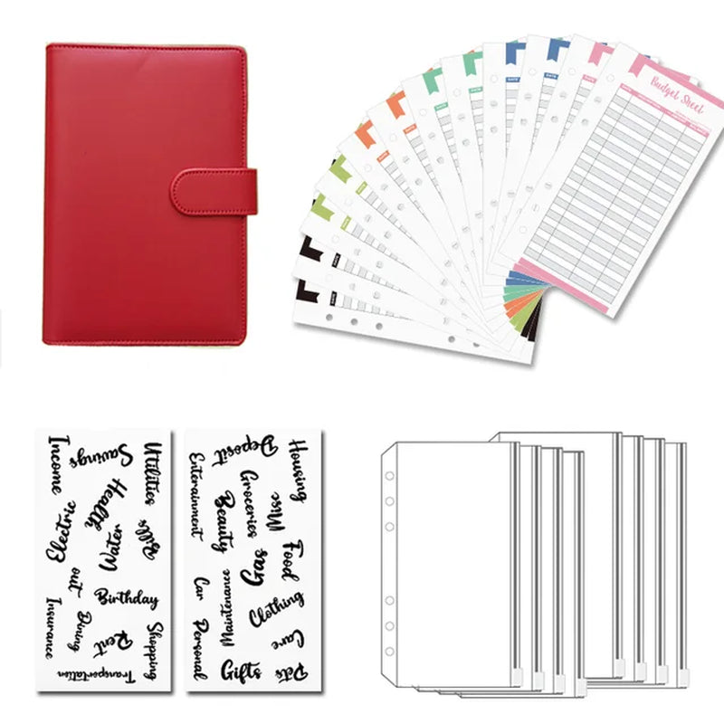 A6 Budget Binders Planner 6 Hole 8 Zipper Envelopes 2 Stickers in One Notebook Wallet for save Money Organizer Cash System