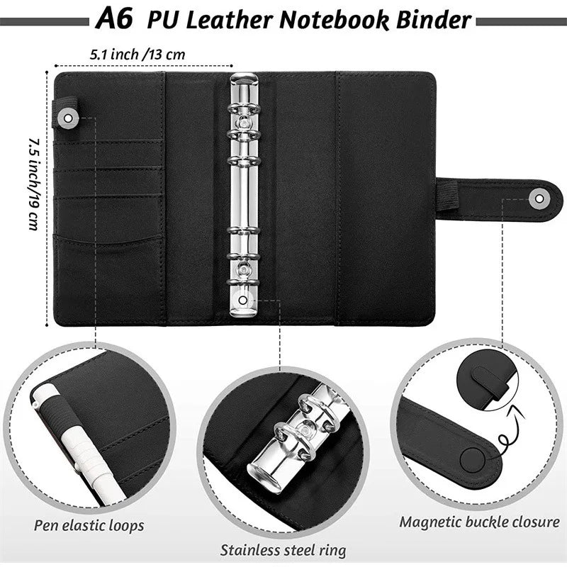 A6 Budget Binders Planner 6 Hole 8 Zipper Envelopes 2 Stickers in One Notebook Wallet for save Money Organizer Cash System