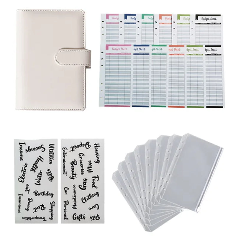 A6 Budget Binders Planner 6 Hole 8 Zipper Envelopes 2 Stickers in One Notebook Wallet for save Money Organizer Cash System