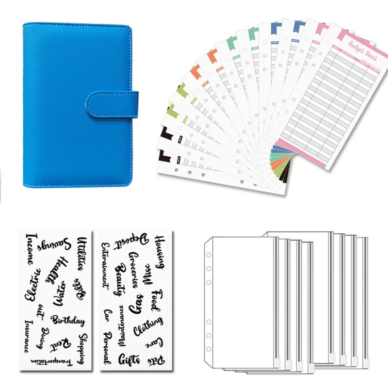 A6 Budget Binders Planner 6 Hole 8 Zipper Envelopes 2 Stickers in One Notebook Wallet for save Money Organizer Cash System